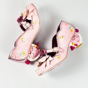Irregular Choice Amare Pink Glitter Floral Heels – Size 39
